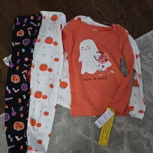 Carter's Halloween Ghost and Pumpkin Pajama Set - Orange, Black, White
